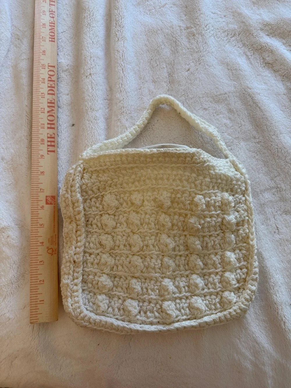 Vintage Cream Crochet Tote Bag